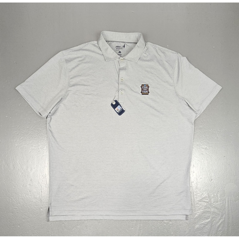 Johnnie-O Golf Polo Shirt Mens XL Gray Striped 2026 Final Four Basketball NWT